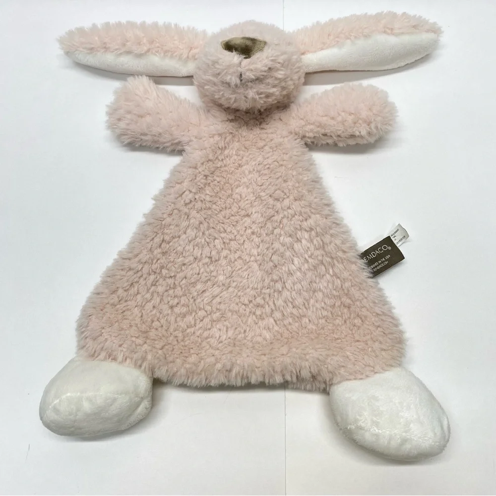 Demdaco Darling Blush Pink & White Bunny Rabbit Rattles Lovey Security Blanket